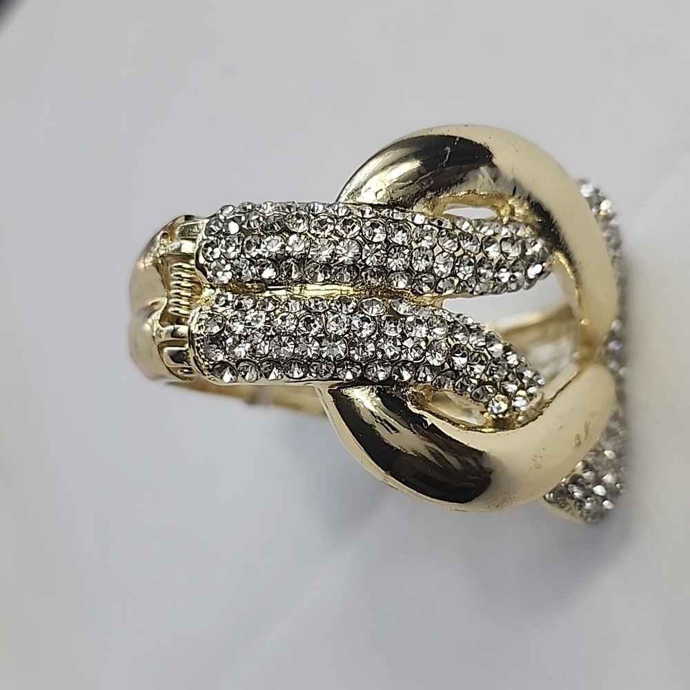 Gold Rhinestone Statement Cuff Bracelet - image 4